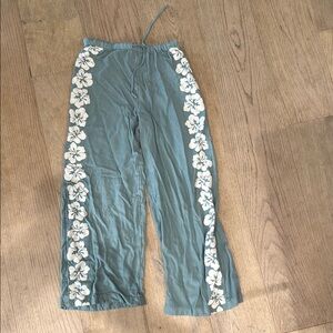Rip Curl Hibiscus mid blue pants wide leg drawstring XS